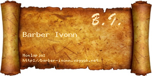 Barber Ivonn névjegykártya
